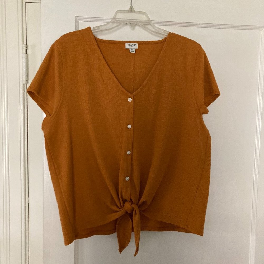 J. Crew Orange Button-Front Crop Top